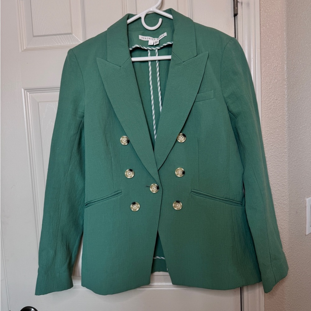 Veronica Beard Mint Green Double-Breasted Blazer - Picture 5 of 16